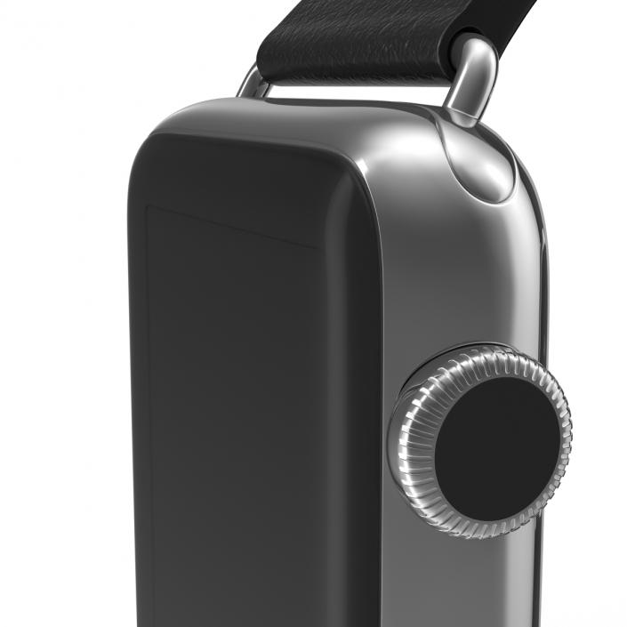 Apple Watch 38mm Steel Case with Black Modern Buckle 3D