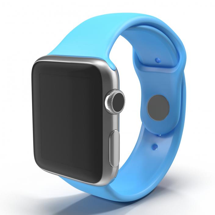 3D Apple Watch 38mm Fluoroelastomer Blue Sport Band model