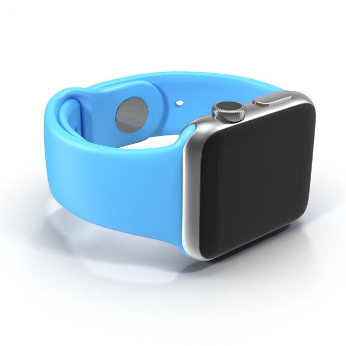 3D Apple Watch 38mm Fluoroelastomer Blue Sport Band model