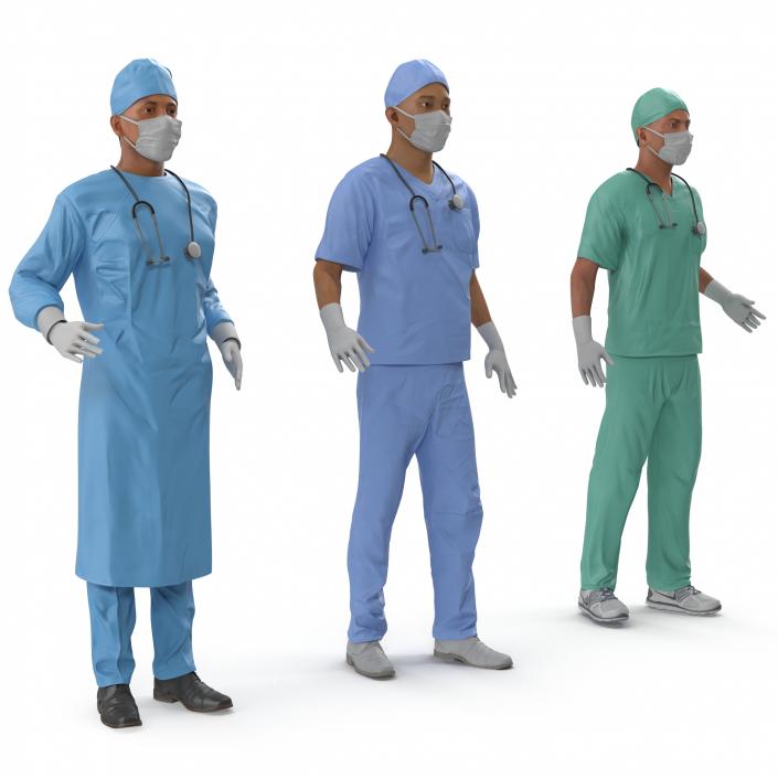 3D Male Rigged Surgeons Collection