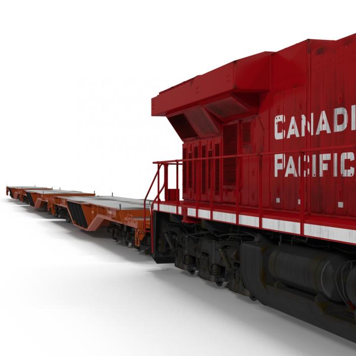 Train ES40DC Canadian Pacific and Flat Car 3D