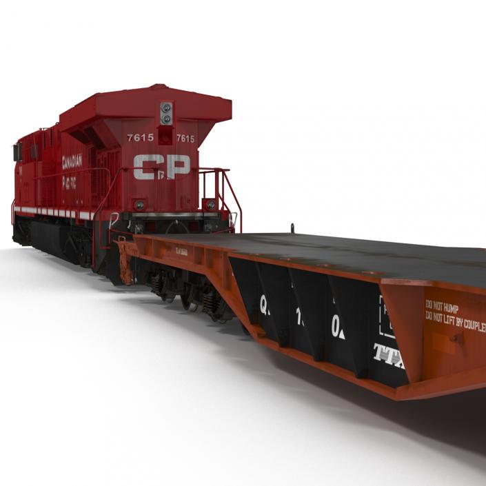 Train ES40DC Canadian Pacific and Flat Car 3D