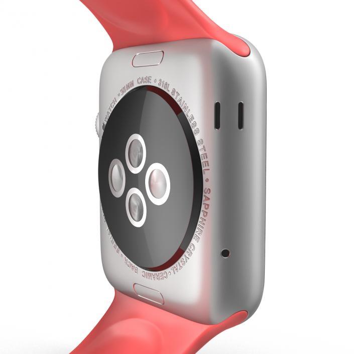 3D model Apple Watch 38mm Fluoroelastomer Pink Sport Band 2