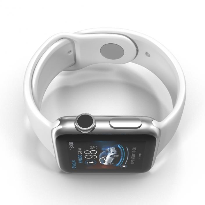 3D Apple Watch 38mm Fluoroelastomer White Sport Band 2
