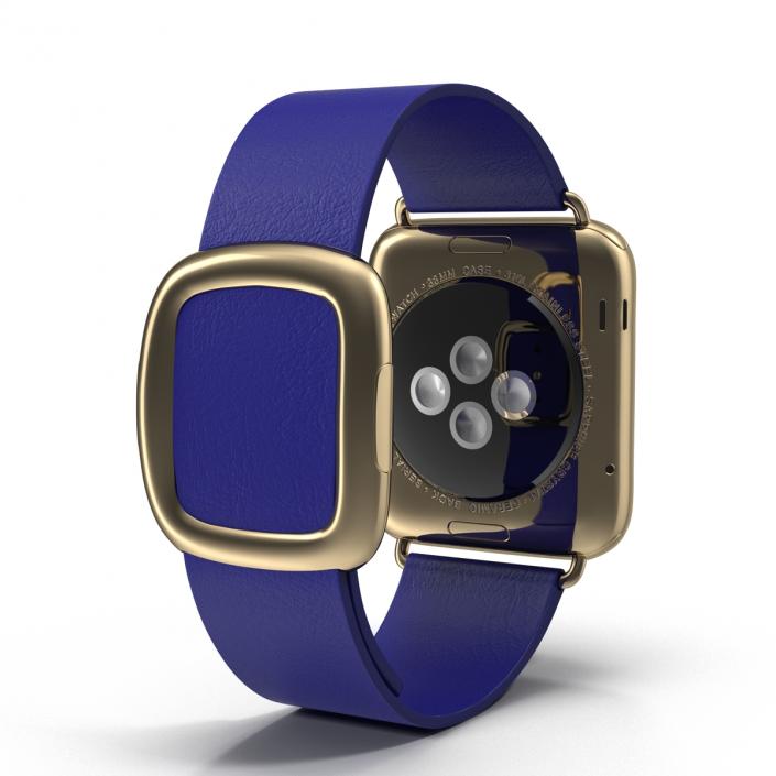 3D Apple Watch 38mm Gold Case with Midnight Blue Modern Buckle 2