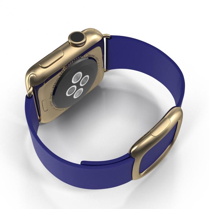 3D Apple Watch 38mm Gold Case with Midnight Blue Modern Buckle 2