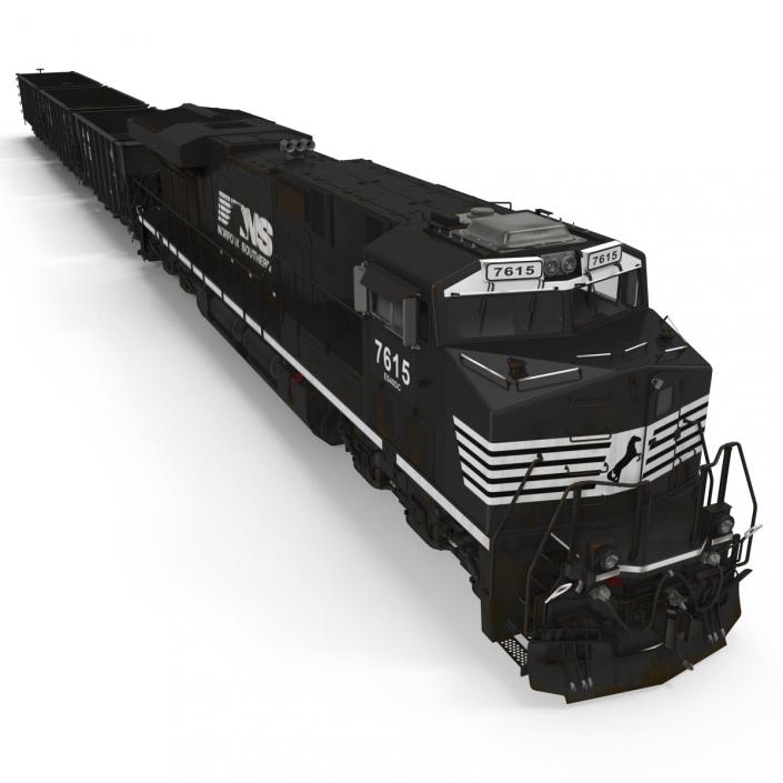 Train ES40DC Norfolk Southern and Hopper Car 3D model