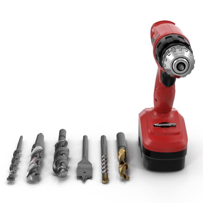 3D model Cordless Drill with Drill Bits