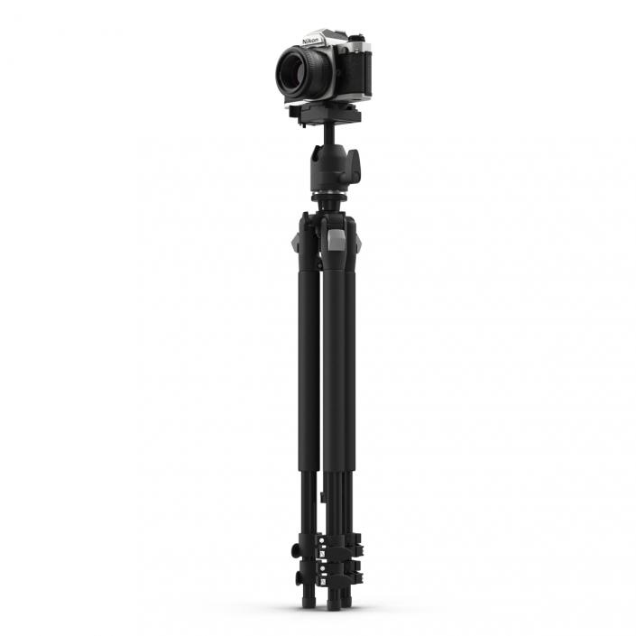35 mm Film Camera Nikon FM2 with Tripod 3D model