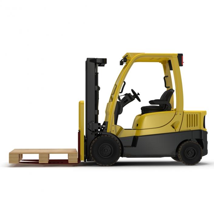 Forklift with Wooden Pallet 3D