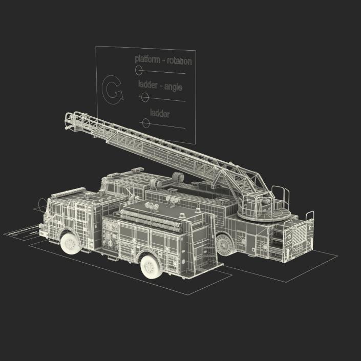 Rigged Fire Trucks Collection 3D model