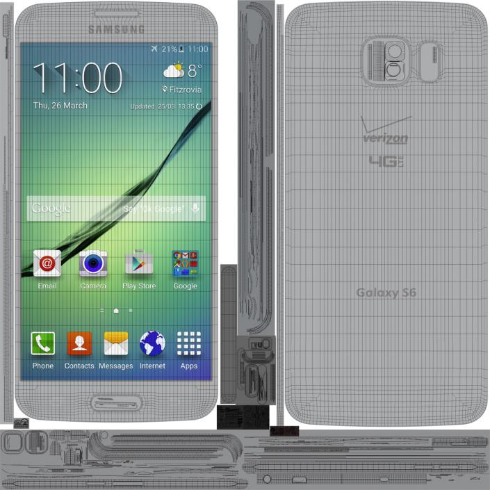 3D Samsung Galaxy S6 White model