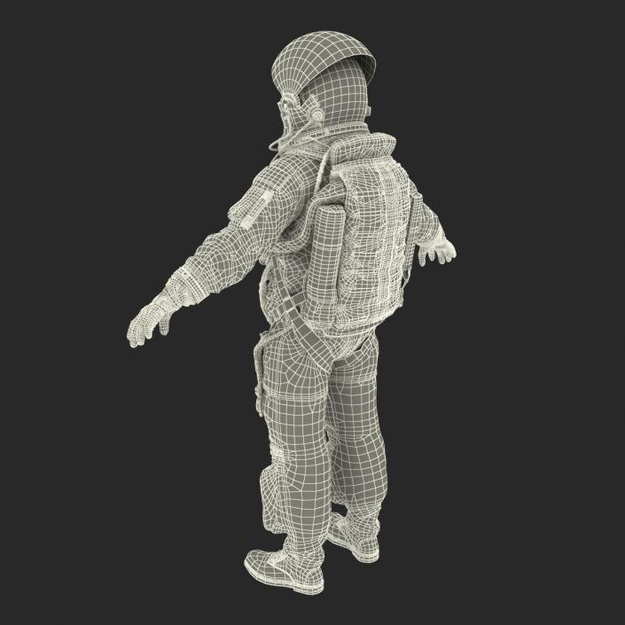 3D model US Astronaut Wearing Advanced Crew Escape Suit ACES Rigged 2