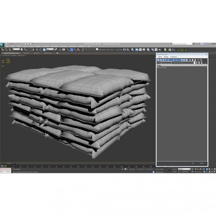 Cement Bags Stack 3D