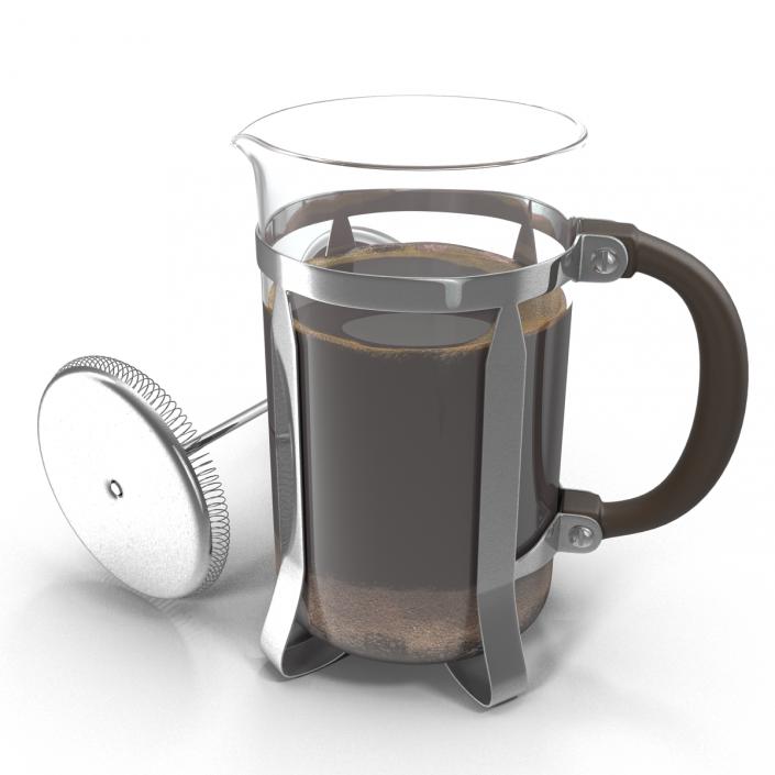 French Press Coffee Pot 2 with Coffee 3D