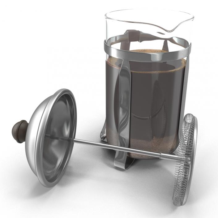 French Press Coffee Pot 2 with Coffee 3D