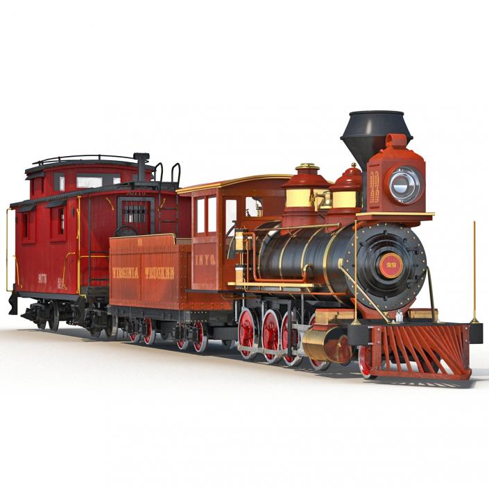 3D Steam Train and Caboose model