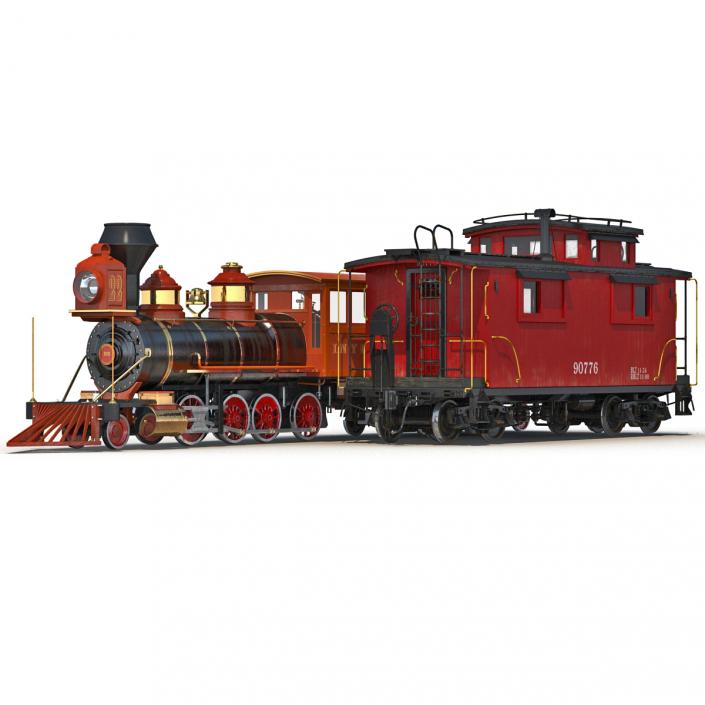 3D Steam Train and Caboose model
