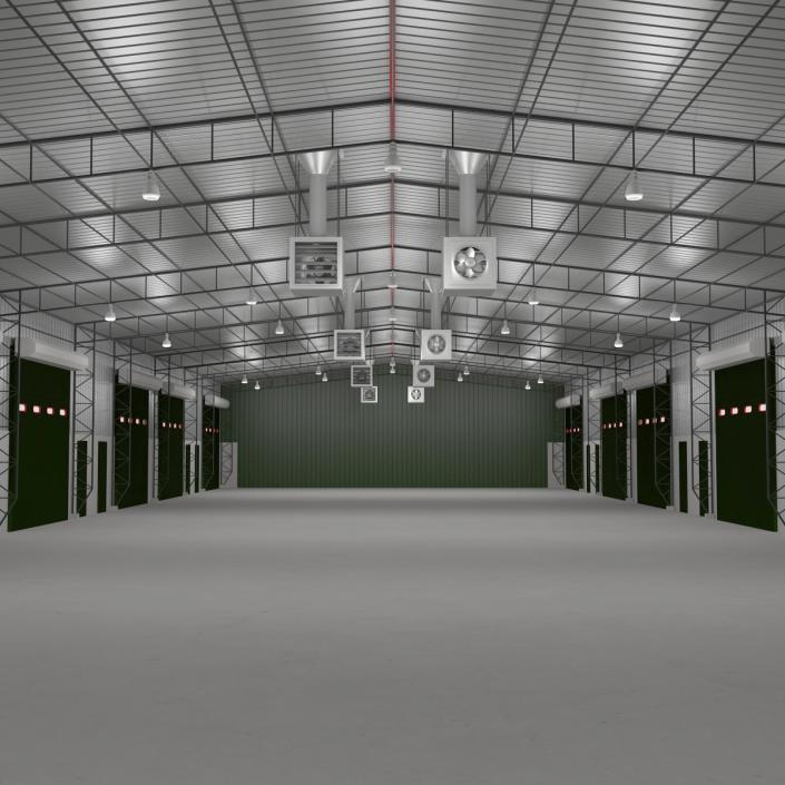 Warehouse Building Green 3D model