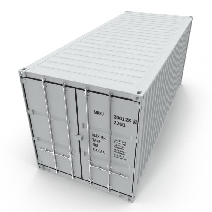 3D model 20 ft ISO Container White