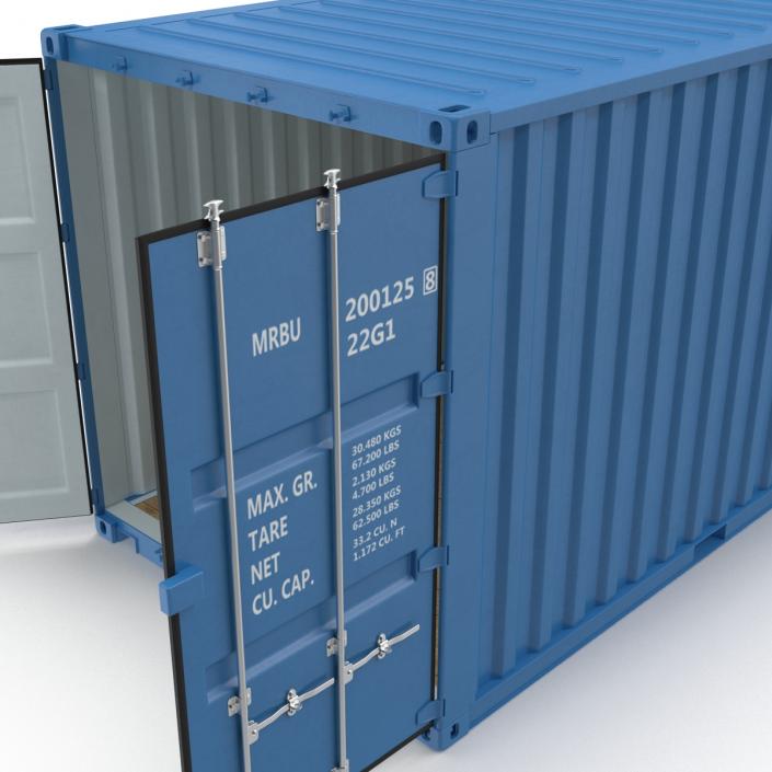 20 ft ISO Container Blue 3D model