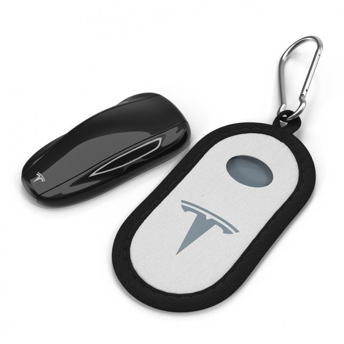 3D Tesla S Key Fob And White Cover