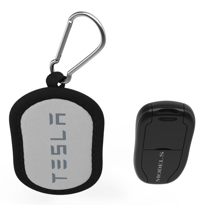 3D Tesla S Key Fob And White Cover