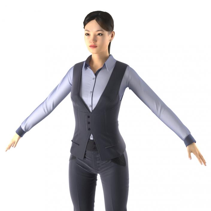 Asian Business Woman Rigged 3D