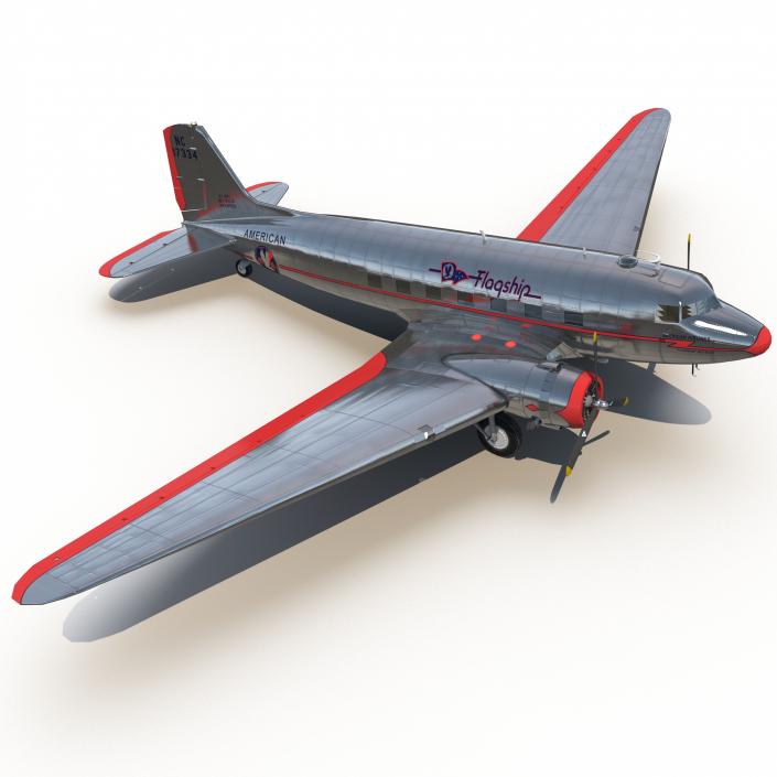 3D model Douglas DC-3 American Airlines