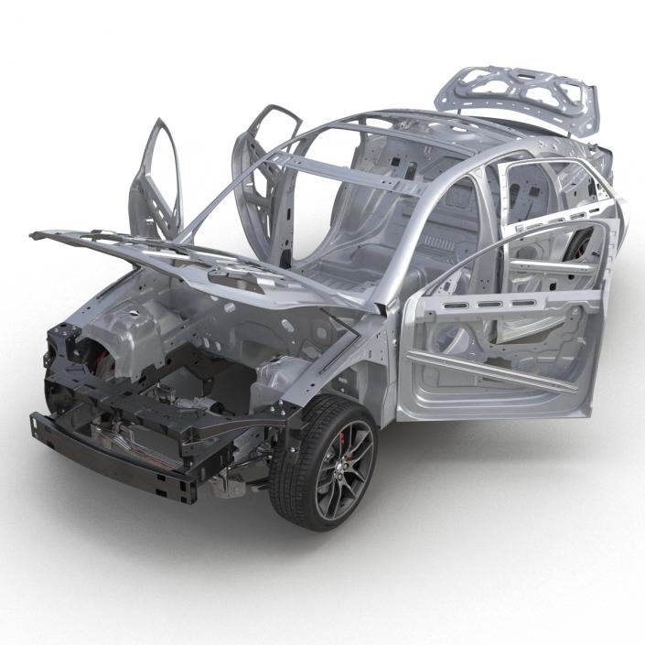 3D Car Frame with Chassis 3 Rigged