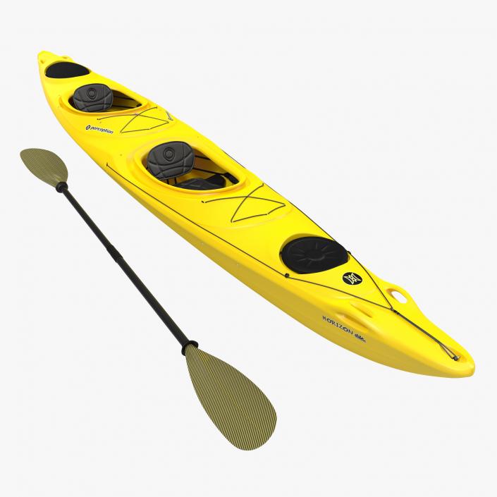 3D Kayak 2 Yellow with Paddle