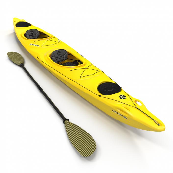 3D Kayak 2 Yellow with Paddle