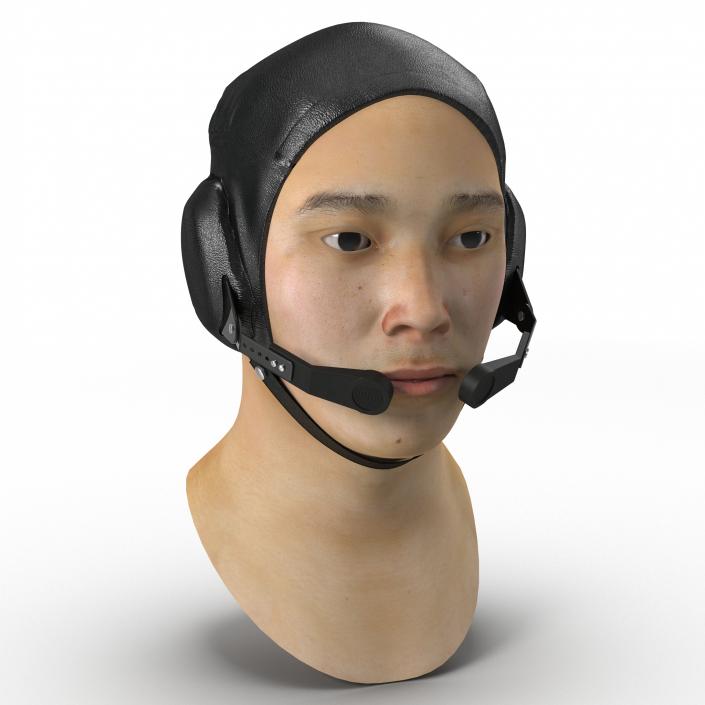 3D model Chinese Pilot Head Rigged
