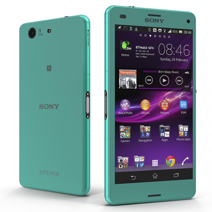 Sony Xperia Z3 Compact Turquoise 3D