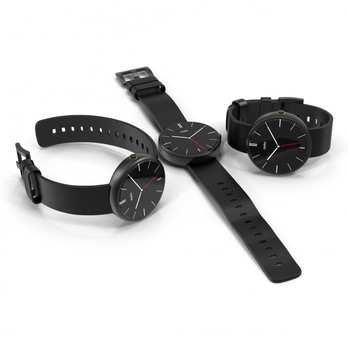 Smartwatch Moto 360 Set Black 3D model