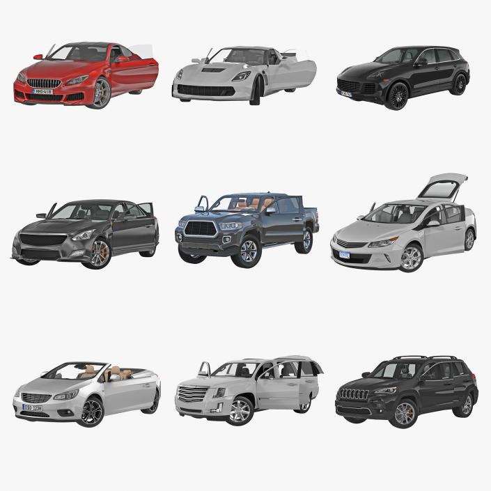 3D model Generic Rigged Cars Collection