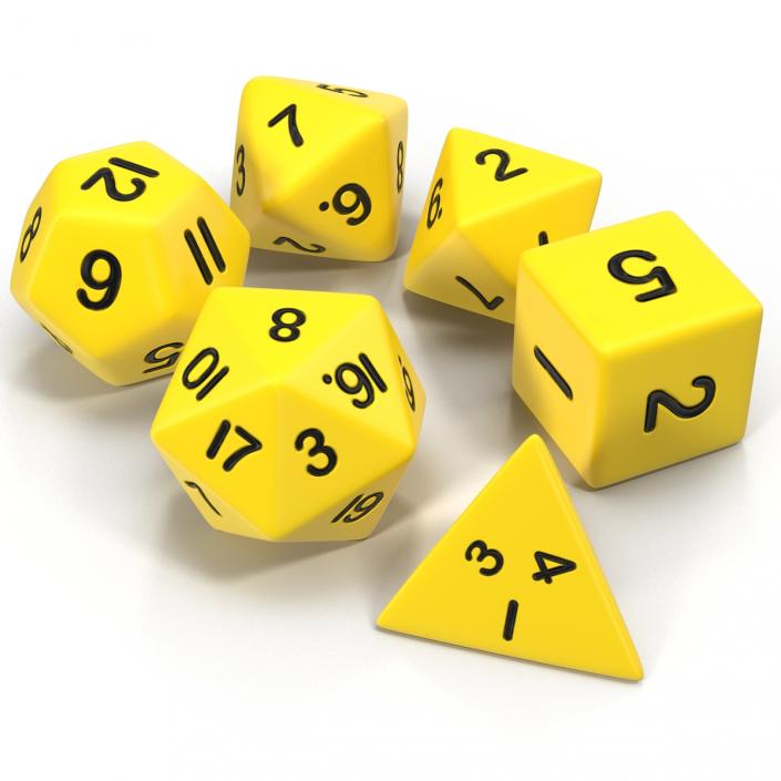 3D Polyhedral Dice Set Yellow