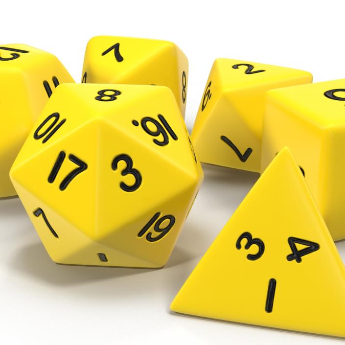 3D Polyhedral Dice Set Yellow