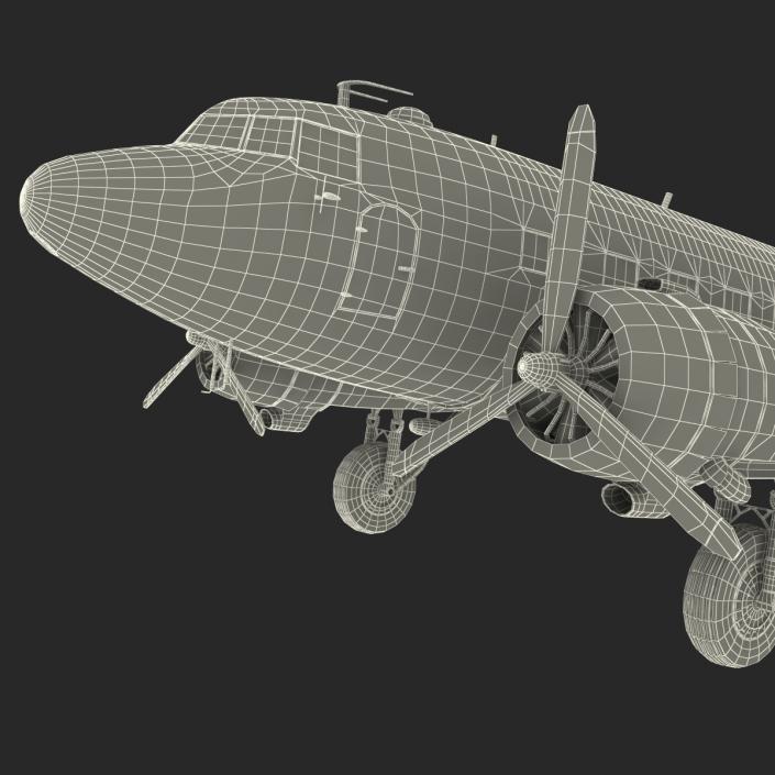 Douglas DC-3 American Airlines Rigged 3D