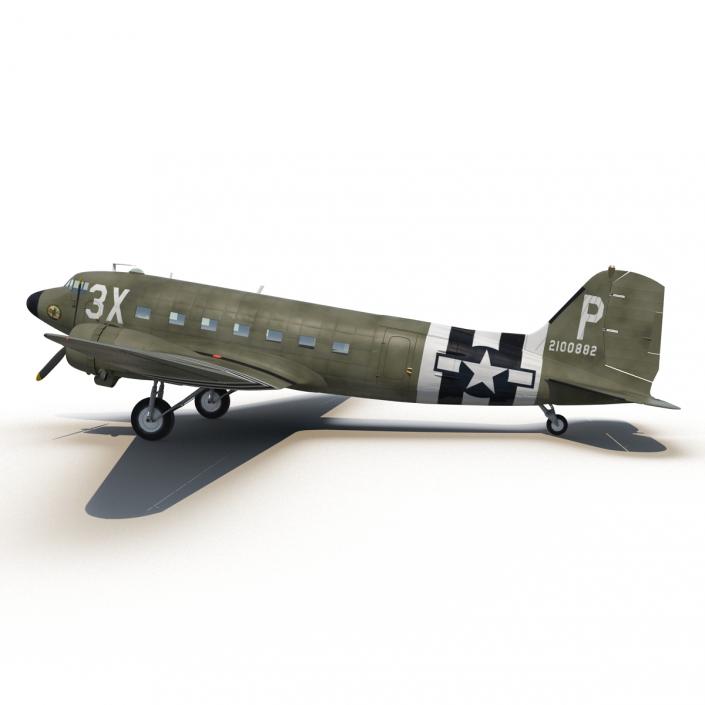 Douglas DC-3 Rigged 3D model