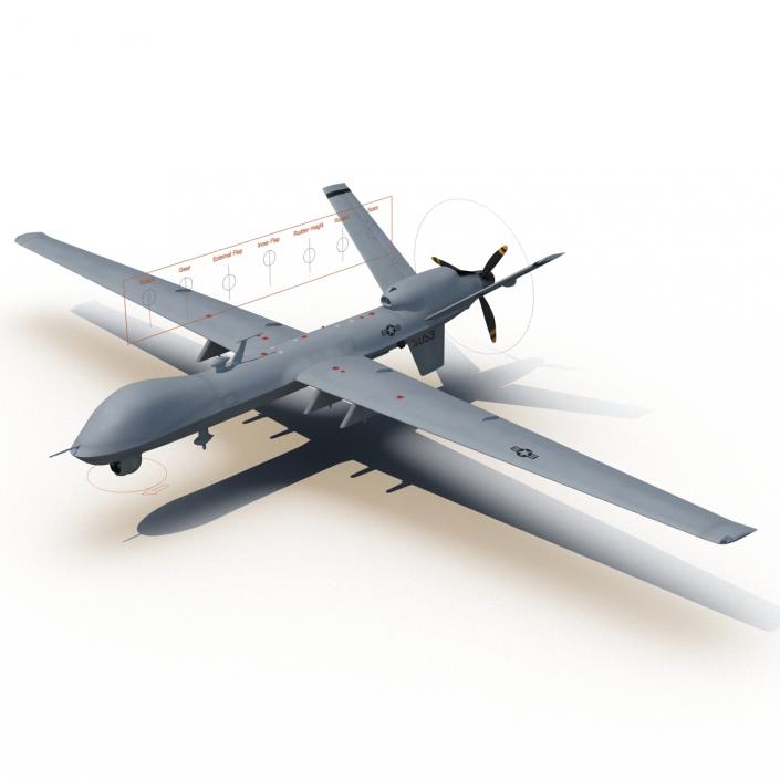 3D model Unmanned Combat Air Vehicle MQ-9 Reaper UAV Rigged