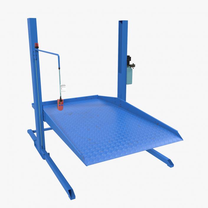 Two Post Parking Car Lift Rigged 3D