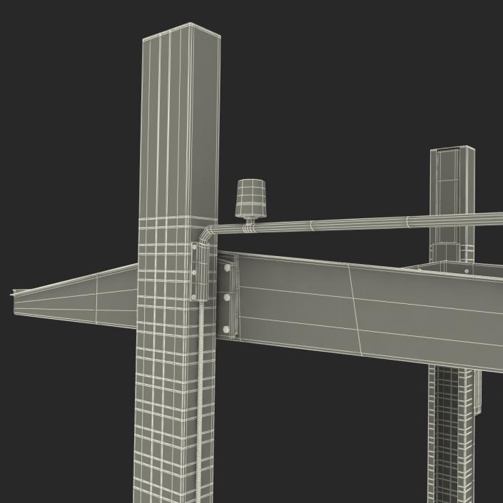 Two Post Parking Car Lift Rigged 3D