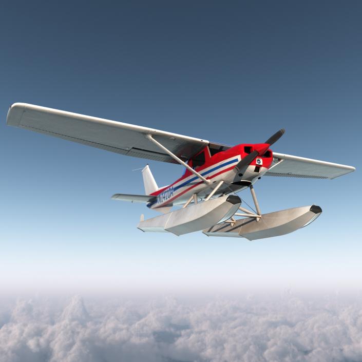 3D Cessna 150 Seaplane Rigged 2 model