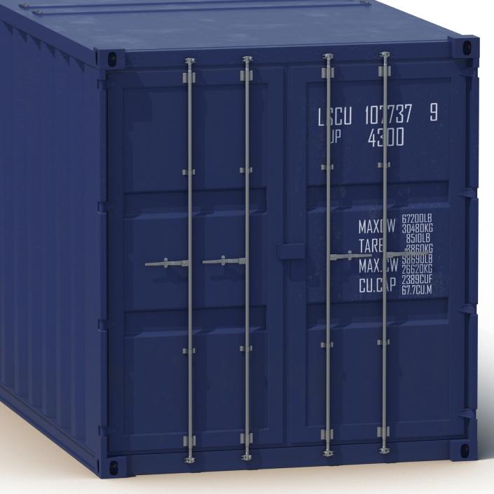 3D 48 ft Shipping ISO Container Blue model