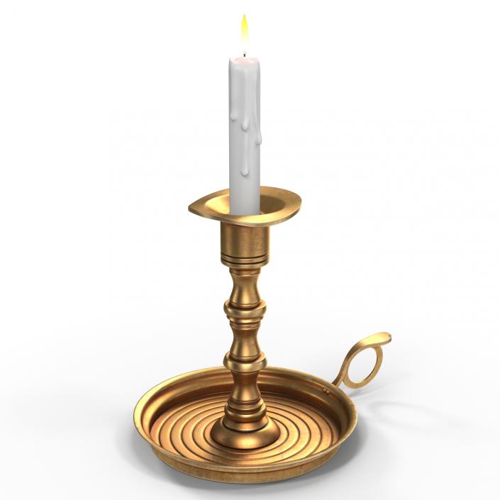 3D Antique Brass Candle Holder Set