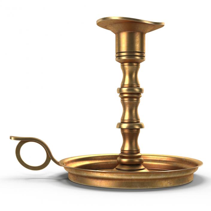 Antique Brass Candle Holder 3D