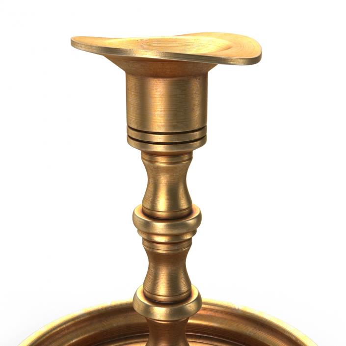 Antique Brass Candle Holder 3D