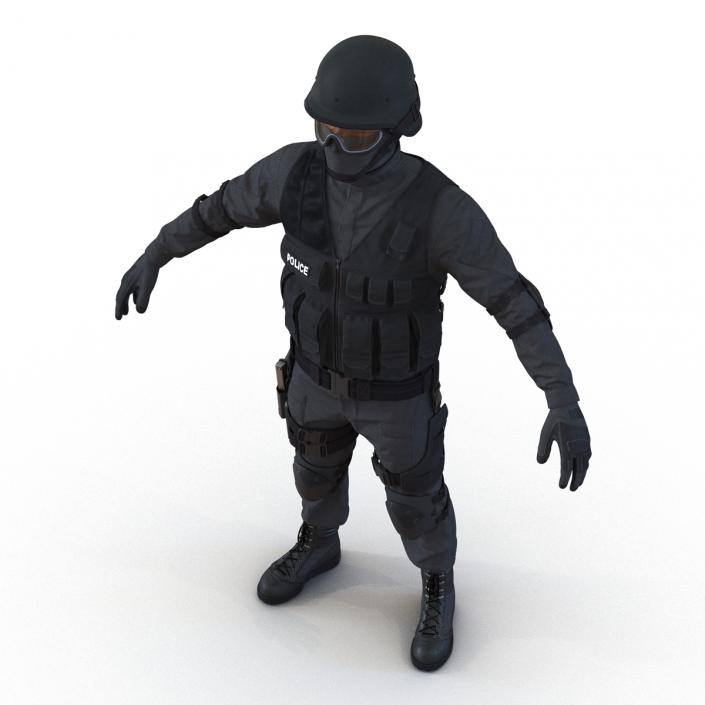SWAT Man Afro American Rigged 3D model