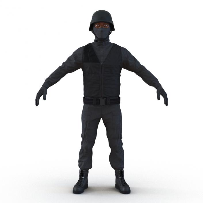 3D SWAT Man Afro American Rigged 3